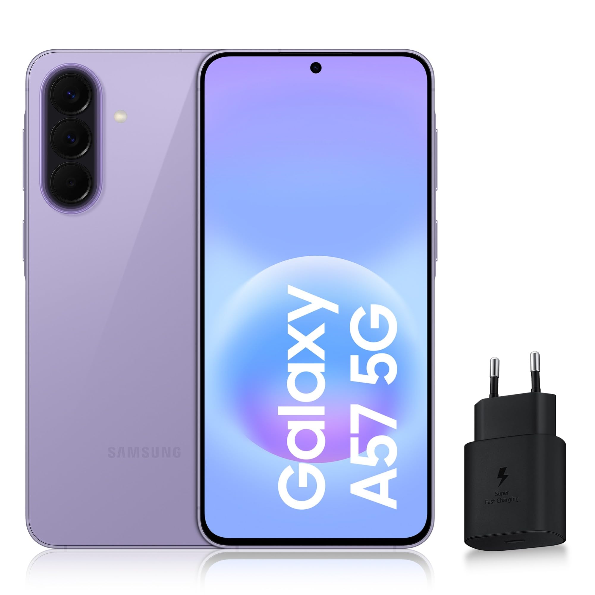Samsung Galaxy A57 5G, Smartphone Android 5G avec l'IA Accessible à Tous, 256 Go, RAM 8 Go, Chargeur Secteur Rapide 25W Inclus, Smartphone déverrouillé, Lavande, Version FR