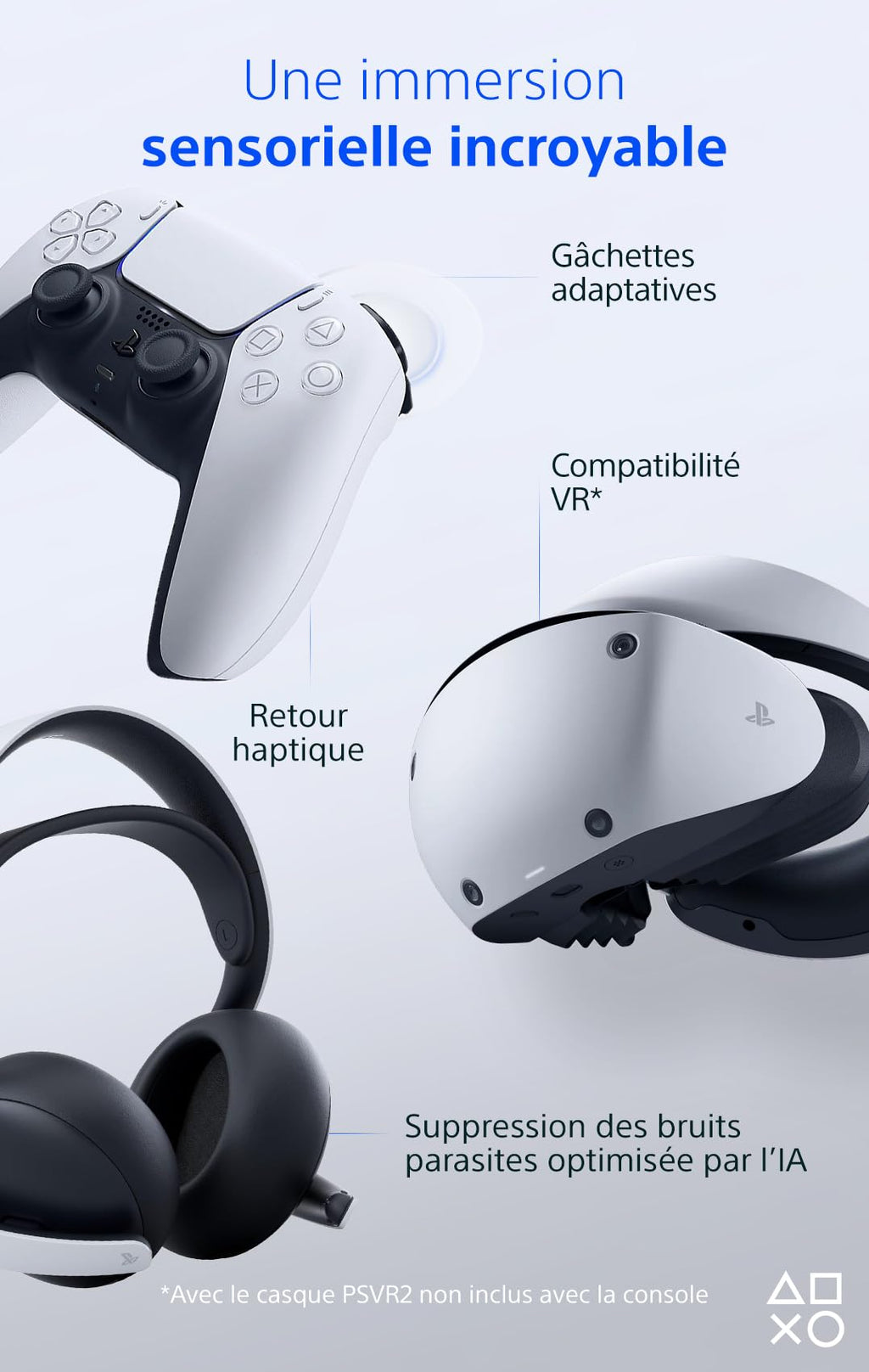 Sony, Console PlayStation 5 Édition Standard 1 To avec lecteur Blu-ray 4K, SSD Ultra-Rapide, Audio 3D, Ray Tracing, 1 Manette DualSense avec Retour Haptique et Gâchettes Adaptatives, Couleur : Blanche