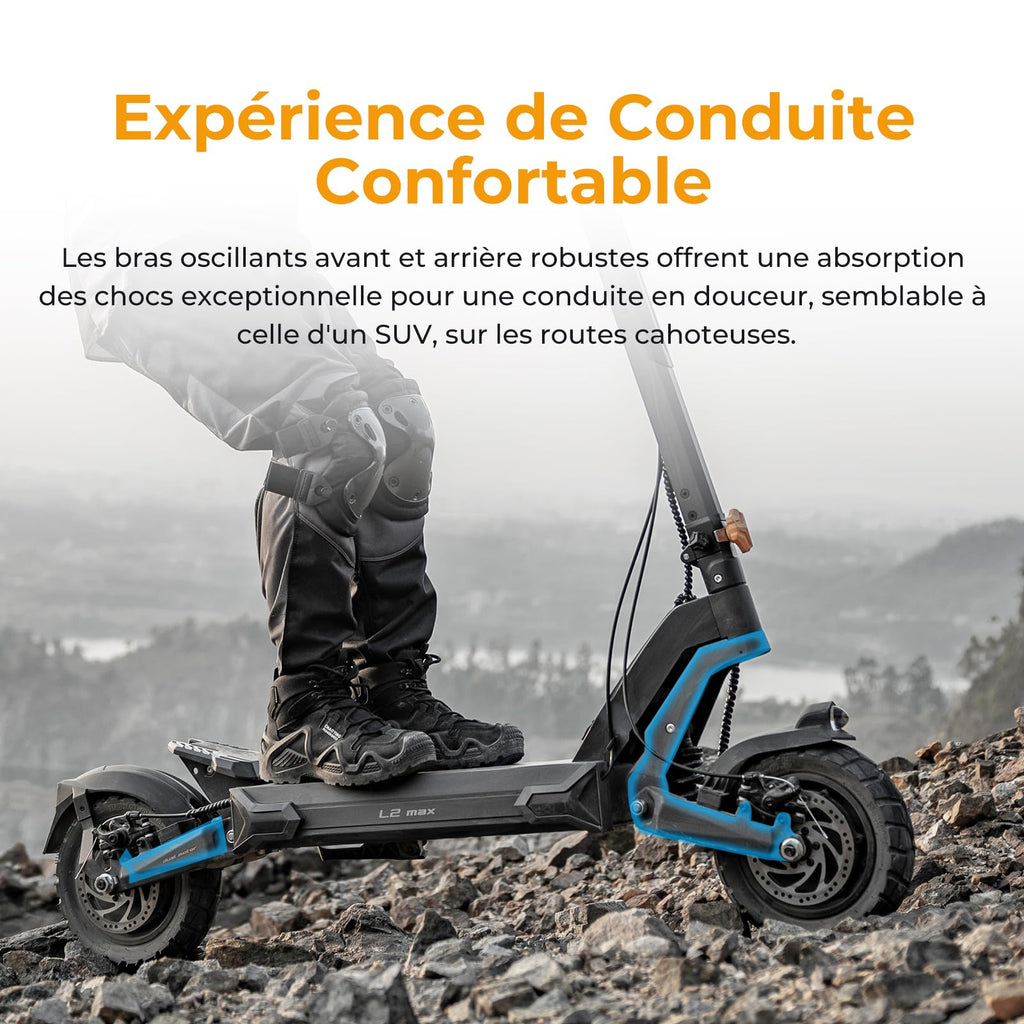 Ausom Gosoul 2 / L2 Max Trottinette Électrique Adultes, Autonomie 70KM/90KM, Freins à Disque avec E-ABS, Idéale pour Les Déplacements Urbains, 10" trotinette électrique Pliable Tout Terrain