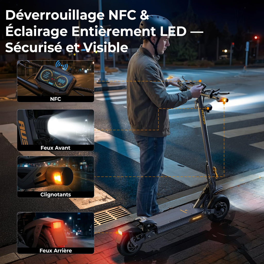 Ausom Gosoul 2 / L2 Max Trottinette Électrique Adultes, Autonomie 70KM/90KM, Freins à Disque avec E-ABS, Idéale pour Les Déplacements Urbains, 10" trotinette électrique Pliable Tout Terrain