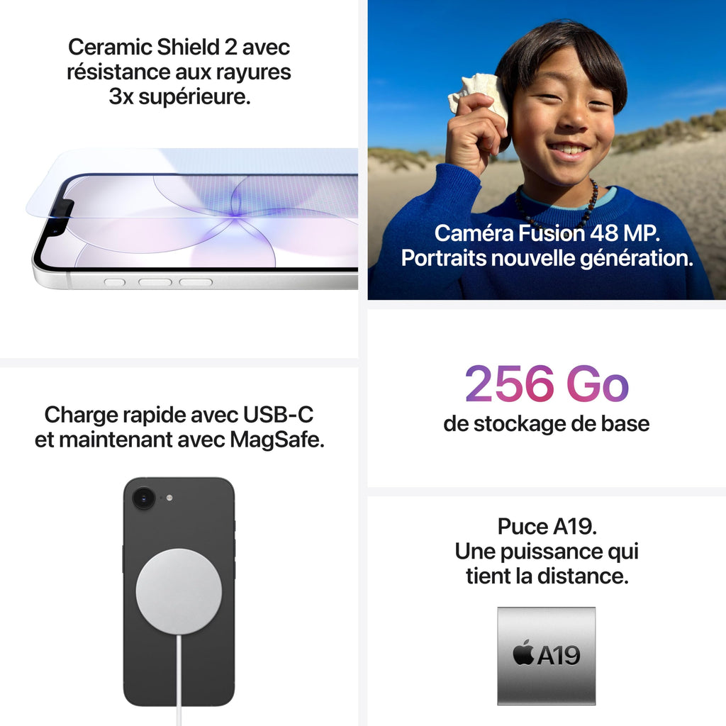 Apple iPhone 17e 512 Go : Écran Super Retina XDR 6,1 Pouces, Puce A19, Autonomie d’Une journée, Caméra Fusion 48 MP ; Rose poudré