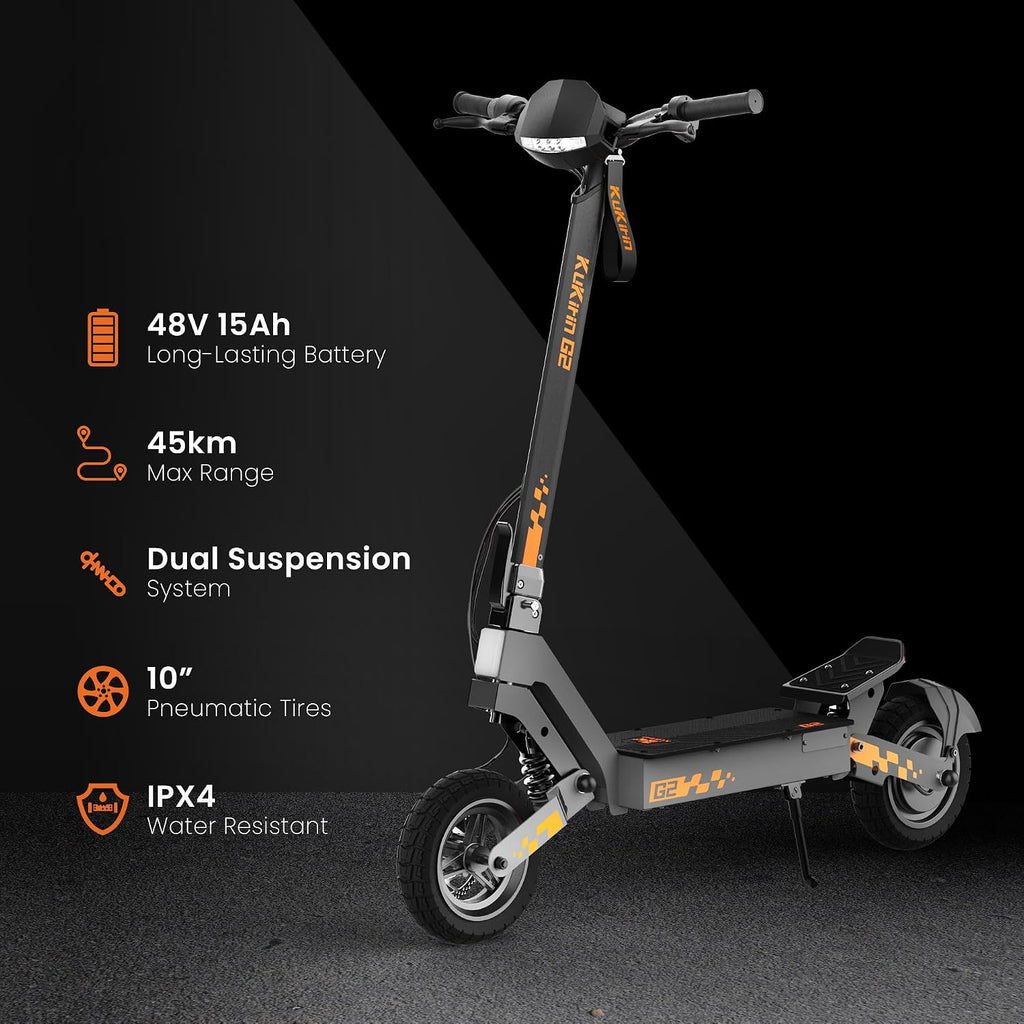 KUKIRIN G2 Trottinette Électrique Adulte, Batterie 48V 15,6Ah, Jusqu’à 55 km, Pneus Tubeless 10 Pouces, Double Suspension, Double Frein à Disque, Écran Couleur Tactile, Pliable