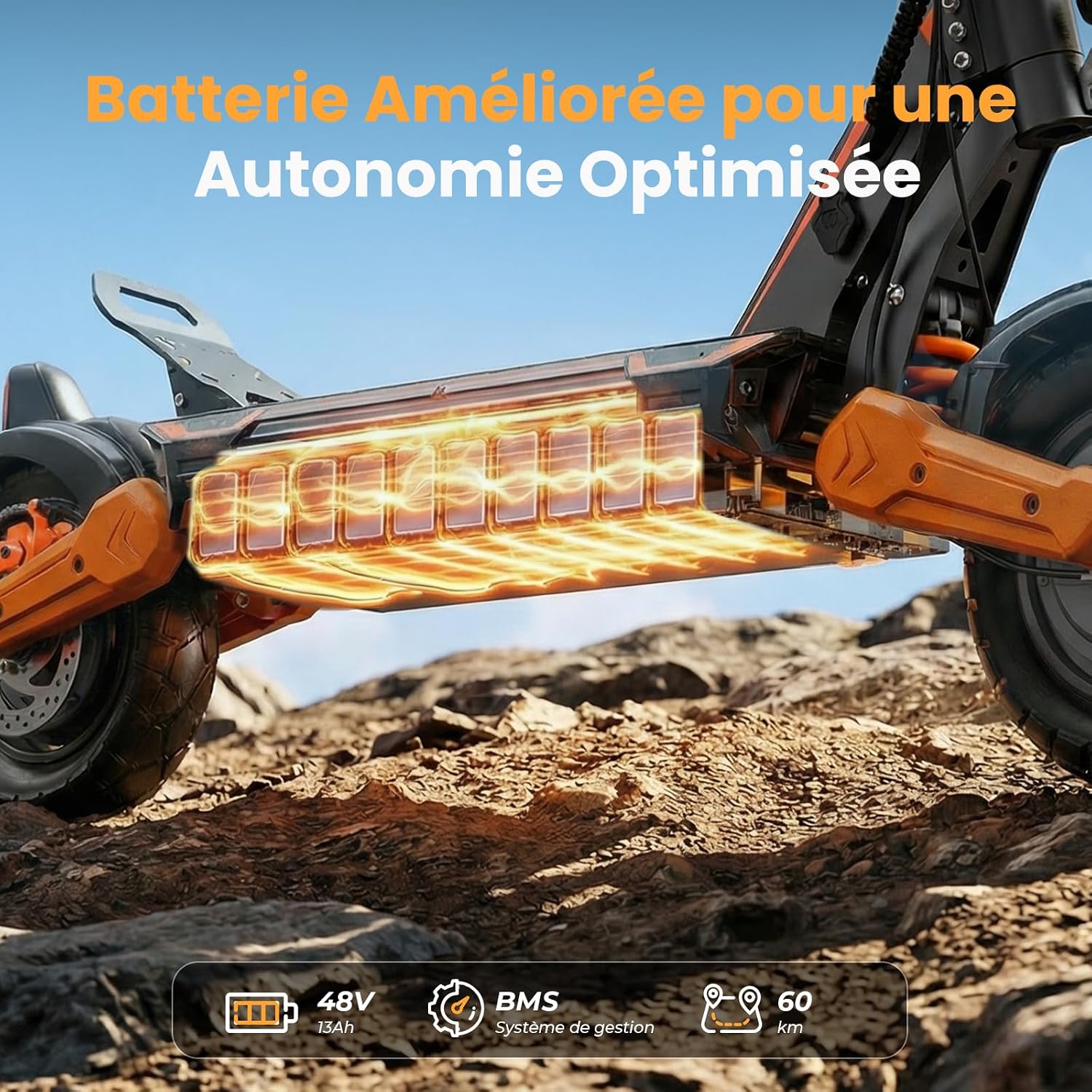 isinwheel GT1Dual Trottinette Électrique Adulte Tout Terrain, Double Moteur Commutable, Batterie 48V 13Ah 60 km Autonomie, Pneus 10" Off-Road, Clignotants LED, Double Frein, Pliable, Charge Max 150 kg
