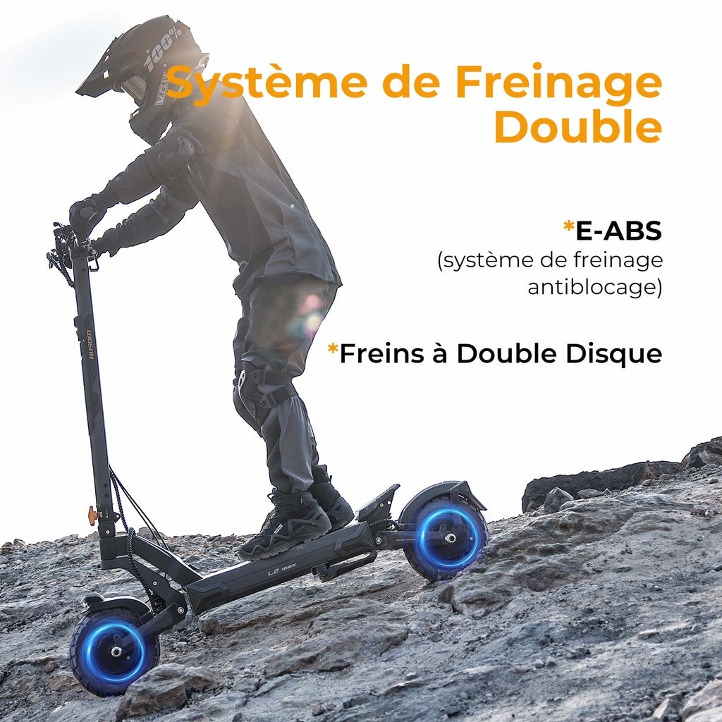 Ausom Gosoul 2 / L2 Max Trottinette Électrique Adultes, Autonomie 70KM/90KM, Freins à Disque avec E-ABS, Idéale pour Les Déplacements Urbains, 10" trotinette électrique Pliable Tout Terrain