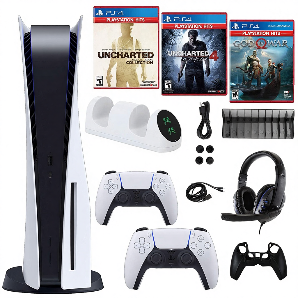 Pack Console PlayStation 5 Pro 2 To (Occasion) + 2 Manettes + 5 Jeux Inclus