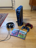 Pack Console PlayStation 5 (Édition Disque) Custom Flammes Bleues + Casque Pulse 3D + 2 Manettes DualSense + 2 Jeux PS5