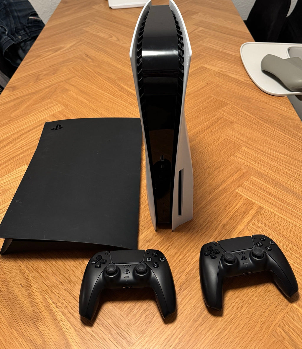 Sony PlayStation 5 Édition Disque + 2 DualSense noires et façades noir/blanc