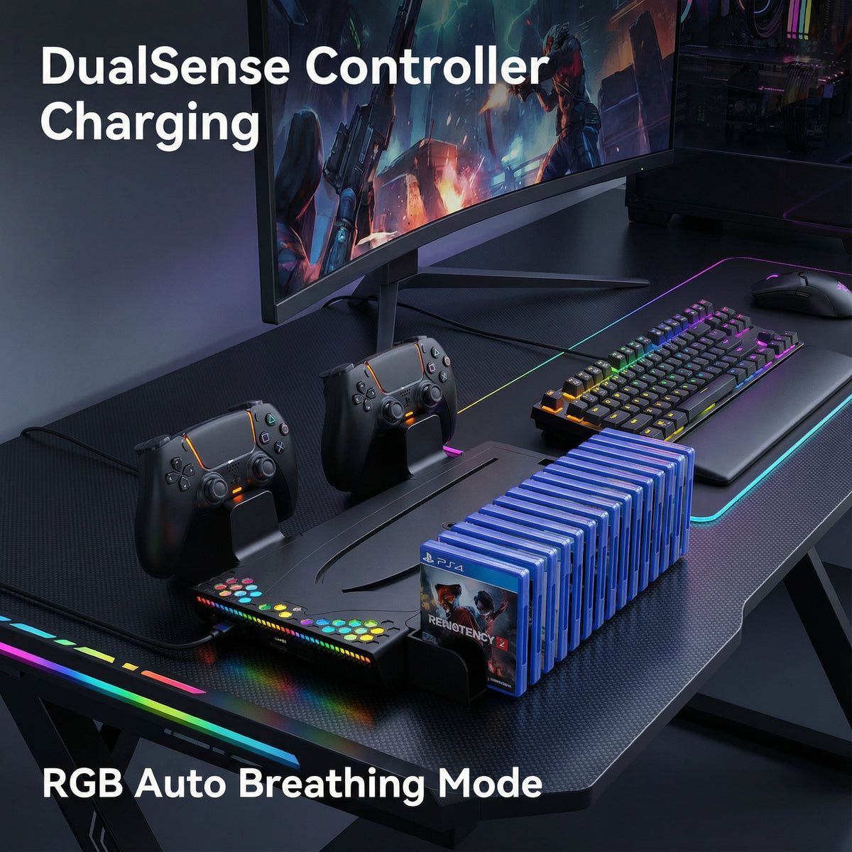 Support de Charge et Refroidissement Multifonction YJT-5OT2075 RGB pour PS5 & PS5 Slim